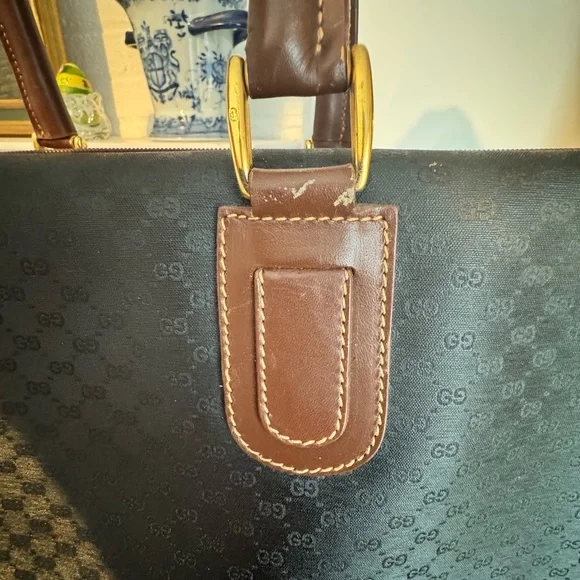 Gucci Black and Brown Vintage Travel Bag with micro GG logo pattern - Picture 3 of 9